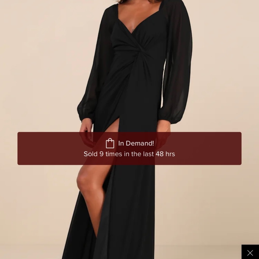 Lulus Composed Soiree Black Twist-front Long Sleeve Maxi Dress - Size XL